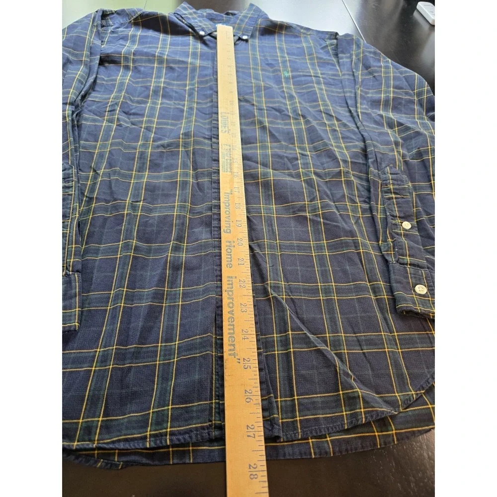 Polo Ralph Lauren Shirt Mens Large Blue Green Plaid Button Up Pony Preppy Casual